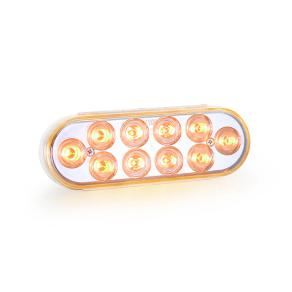 6 Inch Oval Dual LED Light Red/White W/ Amber Strobe