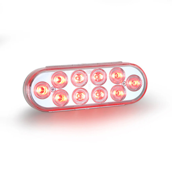 6 Inch Oval Dual LED Light Red/White W/ Amber Strobe
