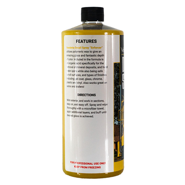 32 Oz Vendetta Enforcer Quick Detailer Spray Wax- Leather Scent