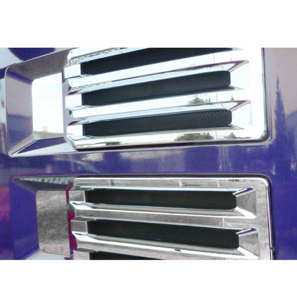 Stainless Steel Air Intake Trims With Recessed Inserts- 4 Piece Fits Mack Anthem