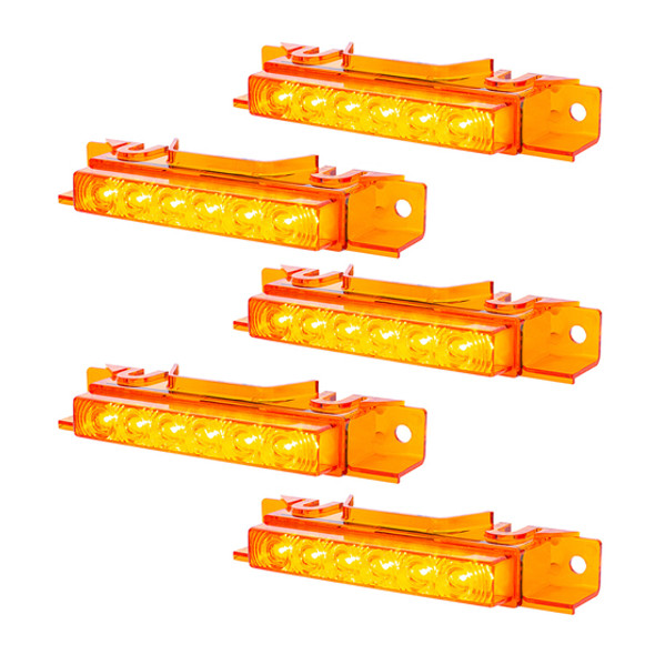 6 LED Exterior Visor Light- Amber LED/ Amber Lens- 5 Pack Fits Volvo VNL