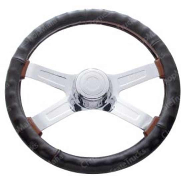18 Inch Brown Engineered Leather Steering Wheel Cover