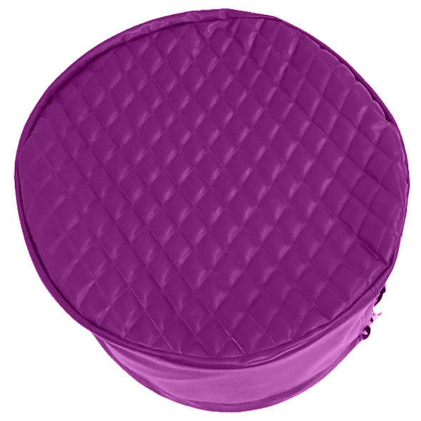 Purple Quilted Vinyl End Covers For 26 Inch Diameter Tanks W/ 12 Inch Sleeve & Silver Stitching / Beading By Robert James Fits Peterbilt