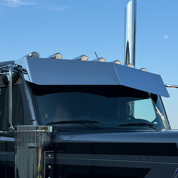 304 Stainless Steel Heavy Duty Bowtie Visor Fits Peterbilt 589 Flat Top 304 Stainless Steel Heavy Duty Bowtie Visor Fits Peterbilt 589 Flat Top