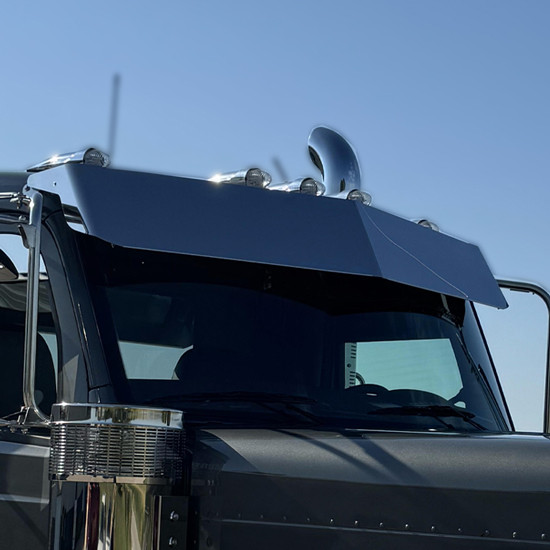 12 Inch 304 Stainless Steel Heavy Duty Bowtie Visor Fits Peterbilt 589 Flat Top