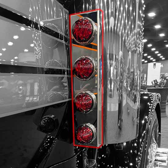 Stainless Steel Strapless Air Breather Panels W/ 6 Watermelon Style Light Holes Fits Peterbilt 589