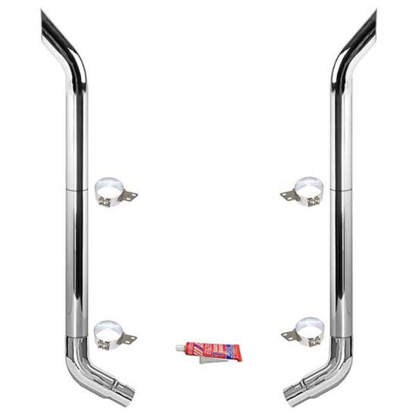 7-5 X 102 Inch Chrome Exhaust Kit W/ Bull Hauler Stacks & OE Style Elbows By BESTfit Fits Peterbilt 359