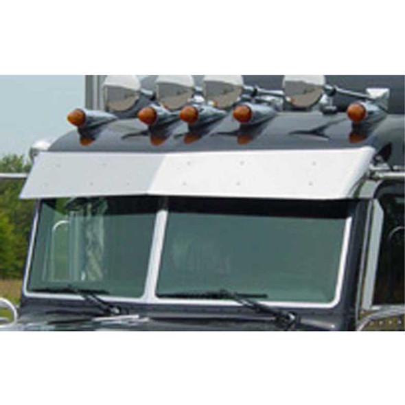 Blank Stainless Steel Bowtie Drop Visor Fits Peterbilt Ultra Cab W/ Door Mounted Mirrors Blank Stainless Steel Bowtie Drop Visor Fits Peterbilt Ultra Cab W/ Door Mounted Mirrors