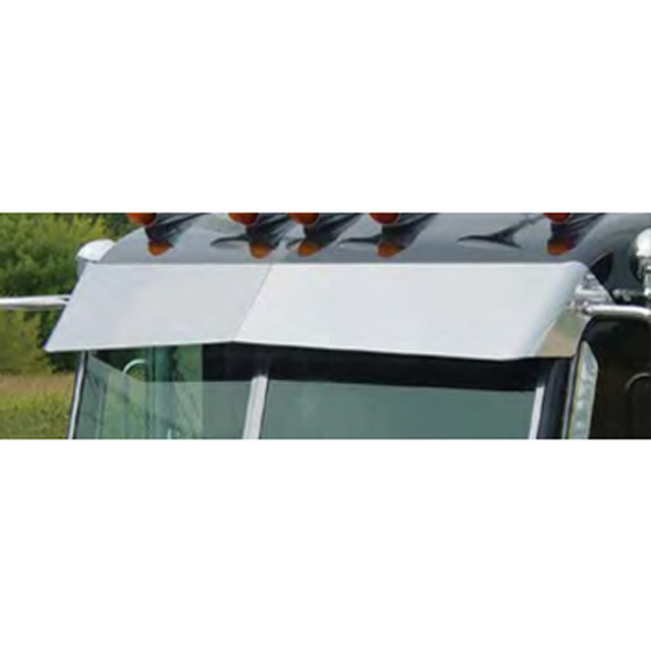 11 Inch Stainless Steel Blind Mount Drop Visor W/ 10 Front Bullseye Lights - Amber LEDS / Amber Lens Fits Peterbilt