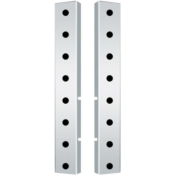 Valley Chrome Stainless Steel Front Air Cleaner Light Panel W/ 16 Bullseye Light Holes Fits Peterbilt 377, 378 & 379 Valley Chrome Stainless Steel Front Air Cleaner Light Panel W/ 16 Bullseye Light Holes Fits Peterbilt 377, 378 & 379