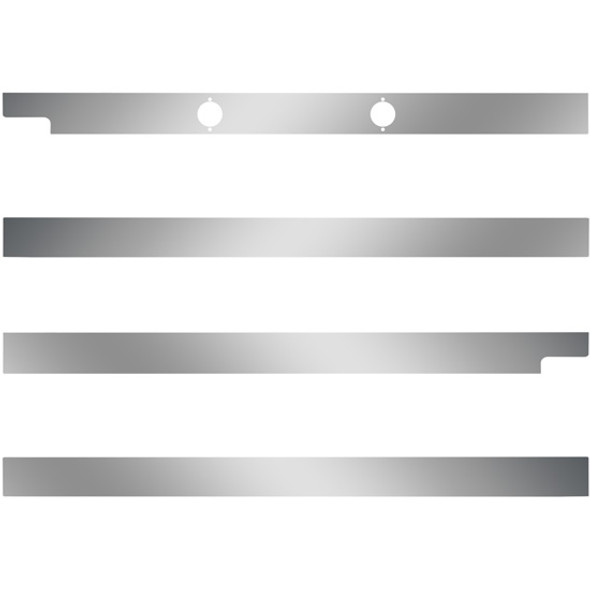 2.5 Inch Blank Stainless Steel Cab-Sleeper Panels W/ 2 Driver Side Block Heater Holes Fits Peterbilt 567 SBA, 579 SBA W/ 44 Inch Sleeper W/O Extenders 2.5 Inch Blank Stainless Steel Cab-Sleeper Panels W/ 2 Driver Side Block Heater Holes Fits Peterbilt 567 SBA, 579 SBA W/ 44 Inch Sleeper W/O Extenders