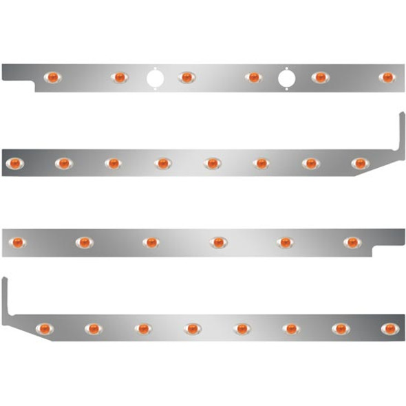 2.5 Inch Stainless Cab-Sleeper Panels W/ 28 P3 Amber/Amber LEDs Fits Peterbilt 567 121BBC, 579 123BBC W/ 44 Inch Sleeper W/ Extenders 2.5 Inch Stainless Cab-Sleeper Panels W/ 28 P3 Amber/Amber LEDs Fits Peterbilt 567 121BBC, 579 123BBC W/ 44 Inch Sleeper W/ Extenders