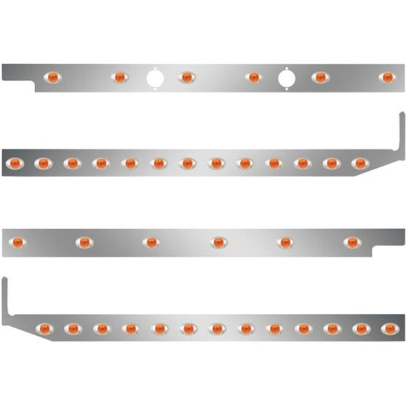 2.5 Inch Stainless Steel Cab-Sleeper Panels W/ 38 P3 Amber/Amber LEDs Fits Peterbilt 567 121BBC, 579 123BBC W/ 72 Inch Sleeper W/ Extenders 2.5 Inch Stainless Steel Cab-Sleeper Panels W/ 38 P3 Amber/Amber LEDs Fits Peterbilt 567 121BBC, 579 123BBC W/ 72 Inch Sleeper W/ Extenders