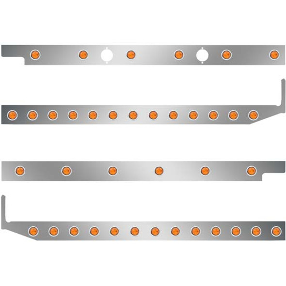 2.5 Inch Stainless Cab-Sleeper Panels W/ 38 - 3/4 Inch Amber/Amber LEDs Fits Peterbilt 567 121BBC, 579 123BBC W/ 72 Inch Sleeper W/ Extenders 2.5 Inch Stainless Cab-Sleeper Panels W/ 38 - 3/4 Inch Amber/Amber LEDs Fits Peterbilt 567 121BBC, 579 123BBC W/ 72 Inch Sleeper W/ Extenders