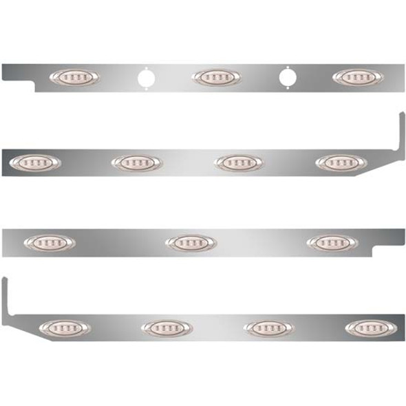 2.5 Inch Stainless Steel Cab-Sleeper Panels W/ 14 P1 Amber/Clear LEDs Fits Peterbilt 567 121BBC, 579 123BBC W/ 44 Inch Sleeper W/ Extenders 2.5 Inch Stainless Steel Cab-Sleeper Panels W/ 14 P1 Amber/Clear LEDs Fits Peterbilt 567 121BBC, 579 123BBC W/ 44 Inch Sleeper W/ Extenders