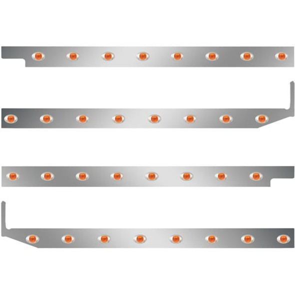 2.5 Inch Stainless Steel Cab-Sleeper Panels W/ 32 P3 Amber/Amber LEDs Fits Peterbilt 567 121BBC, 579 123BBC W/ 44 Inch Sleeper W/ Extenders 2.5 Inch Stainless Steel Cab-Sleeper Panels W/ 32 P3 Amber/Amber LEDs Fits Peterbilt 567 121BBC, 579 123BBC W/ 44 Inch Sleeper W/ Extenders