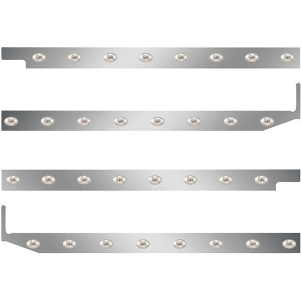 2.5 Inch Stainless Steel Cab-Sleeper Panels W/ 32 P3 Amber/Clear LEDs Fits Peterbilt 567 121BBC, 579 123BBC W/ 44 Inch Sleeper W/ Extenders 2.5 Inch Stainless Steel Cab-Sleeper Panels W/ 32 P3 Amber/Clear LEDs Fits Peterbilt 567 121BBC, 579 123BBC W/ 44 Inch Sleeper W/ Extenders