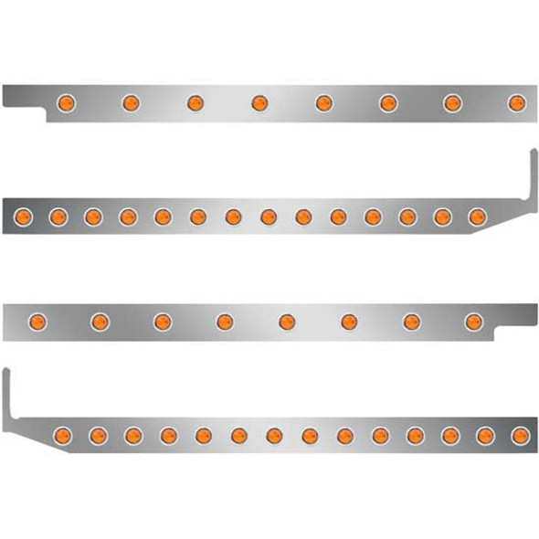 2.5 Inch Stainless Steel Cab-Sleeper Panels W/ 42 - 3/4 Inch Amber/Amber LEDs Fits Peterbilt 567 121BBC, 579 123BBC W/ 80 Inch Sleeper W/ Extenders 2.5 Inch Stainless Steel Cab-Sleeper Panels W/ 42 - 3/4 Inch Amber/Amber LEDs Fits Peterbilt 567 121BBC, 579 123BBC W/ 80 Inch Sleeper W/ Extenders