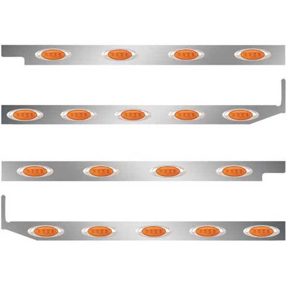 2.5 Inch Stainless Cab-Sleeper Panels W/ 18 P1 Amber/Clear LEDs Fits Peterbilt 567 121BBC, 579 123BBC W/ 58 Inch Sleeper W/ Extenders 2.5 Inch Stainless Cab-Sleeper Panels W/ 18 P1 Amber/Clear LEDs Fits Peterbilt 567 121BBC, 579 123BBC W/ 58 Inch Sleeper W/ Extenders