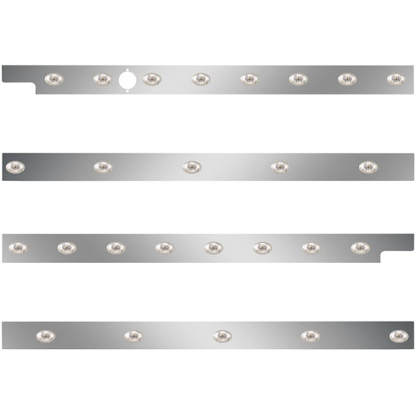 2.5 Inch Stainless Cab-Sleeper Panels W/ 26 P3 Amber/Clear LEDs Fits Peterbilt 567 121BBC, 579 123BBC W/ 44 Inch Sleeper W/O Extenders