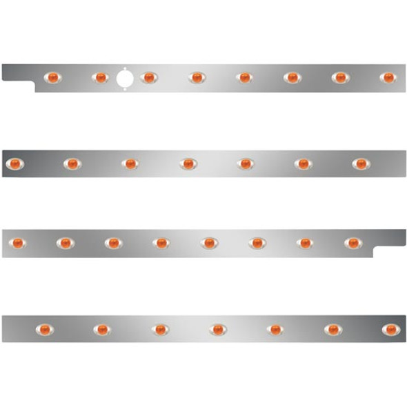 2.5 Inch Stainless Cab-Sleeper Panels W/ 30 P3 Amber/Amber LEDs Fits Peterbilt 567 121BBC, 579 123BBC W/ 58 Inch Sleeper W/O Extenders