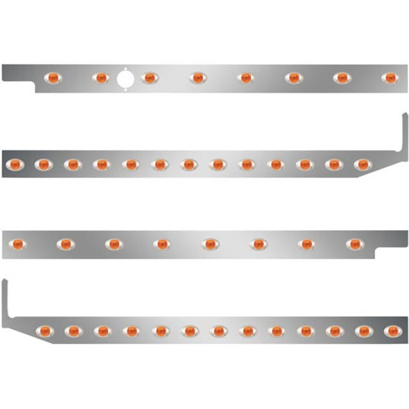 2.5 Inch Stainless Cab-Sleeper Panels W/ 42 P3 Amber/Amber LEDs Fits Peterbilt 567 121BBC, 579 123BBC W/ 72 Inch Sleeper W/ Extenders