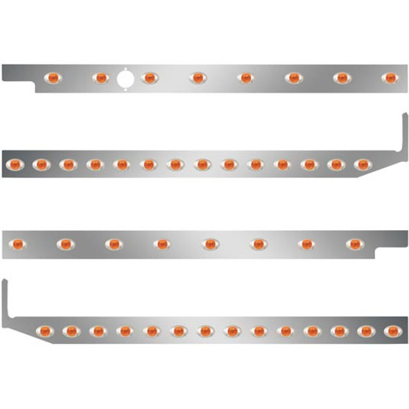 2.5 Inch Stainless Cab-Sleeper Panels W/ 42 P3 Amber/Amber LEDs Fits Peterbilt 567 121BBC, 579 123BBC W/ 80 Inch Sleeper W/ Extenders 2.5 Inch Stainless Cab-Sleeper Panels W/ 42 P3 Amber/Amber LEDs Fits Peterbilt 567 121BBC, 579 123BBC W/ 80 Inch Sleeper W/ Extenders