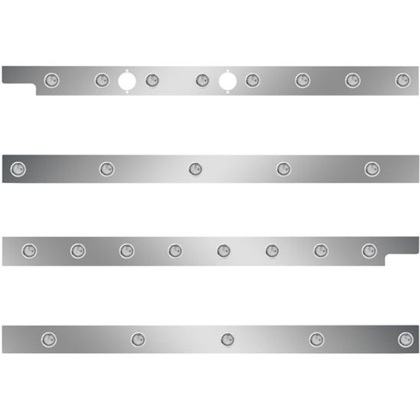 2.5 Inch Stainless Cab-Sleeper Panels W/ 26 - 3/4 Inch Amber/Clear LEDs Fits Peterbilt 567 121BBC, 579 123BBC W/ 44 Inch Sleeper W/O Extenders