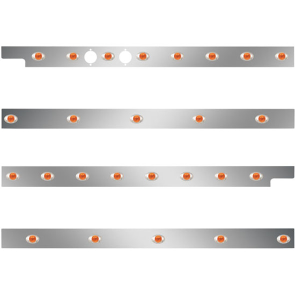 2.5 Inch Stainless Cab-Sleeper Panels W/ 26 P3 Amber/Amber LEDs Fits Peterbilt 567 121BBC, 579 123BBC W/ 44 Inch Sleeper W/O Extenders