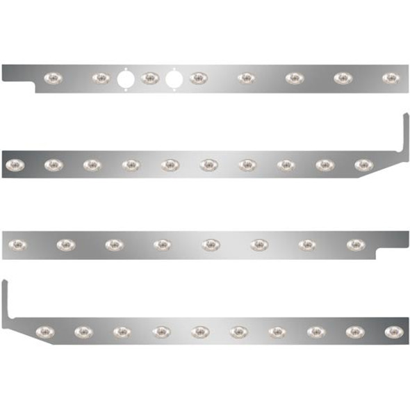 2.5 Inch Stainless Steel Cab-Sleeper Panels W/ 36 P3 Amber/Clear LEDs Fits Peterbilt W/ 58 Inch Sleeper W/ Extenders 2.5 Inch Stainless Steel Cab-Sleeper Panels W/ 36 P3 Amber/Clear LEDs Fits Peterbilt W/ 58 Inch Sleeper W/ Extenders