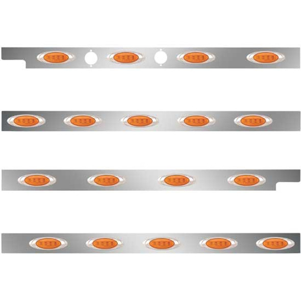 2.5 Inch Stainless Steel Cab-Sleeper Panels W/ 18 P1 Amber/Amber LEDs Fits Peterbilt 567 121BBC, 579 123BBC W/ 72 Inch Sleeper W/O Extenders 2.5 Inch Stainless Steel Cab-Sleeper Panels W/ 18 P1 Amber/Amber LEDs Fits Peterbilt 567 121BBC, 579 123BBC W/ 72 Inch Sleeper W/O Extenders