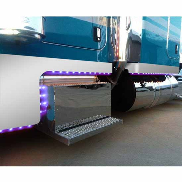 4.5 Inch Stainless Panel Kit W/ 85 Bullseye Dual Rev Amber-Clear-Purple LED Lights Fits Peterbilt 389 W/ 48 & 58 Inch Sleeper
