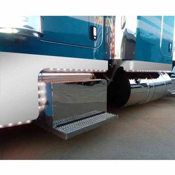 4.5 Inch Stainless Panel Kit W/ 100 Bullseye Dual Rev Amber-Clear-White LED Lights Fits Peterbilt W/ 70 & 78 Inch Sleeper & 2 Inch Extension