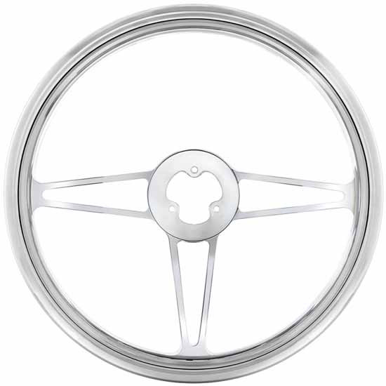 18 Inch Chrome Aluminum Steering Wheel Kit W/ 3 Chrome Aluminum Spoke With Triangle Cutouts Fits Peterbilt 2006-2013