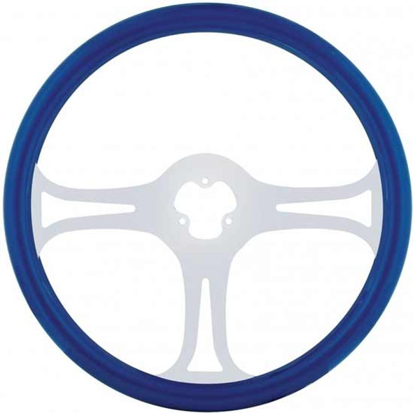 18 Inch Blue Wood Steering Wheel Kit W/ 3 Chrome Spoke With Blade Cutouts Fits Kenworth 2003-2013 18 Inch Blue Wood Steering Wheel Kit W/ 3 Chrome Spoke With Blade Cutouts Fits Kenworth 2003-2013