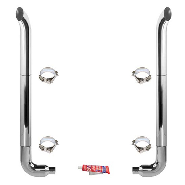 8-5 X 102 Inch Chrome Exhaust Kit W/ West Coast Turnout Stacks By BESTfit Fits Freightliner Classic & FLD 8-5 X 102 Inch Chrome Exhaust Kit W/ West Coast Turnout Stacks By BESTfit Fits Freightliner Classic & FLD