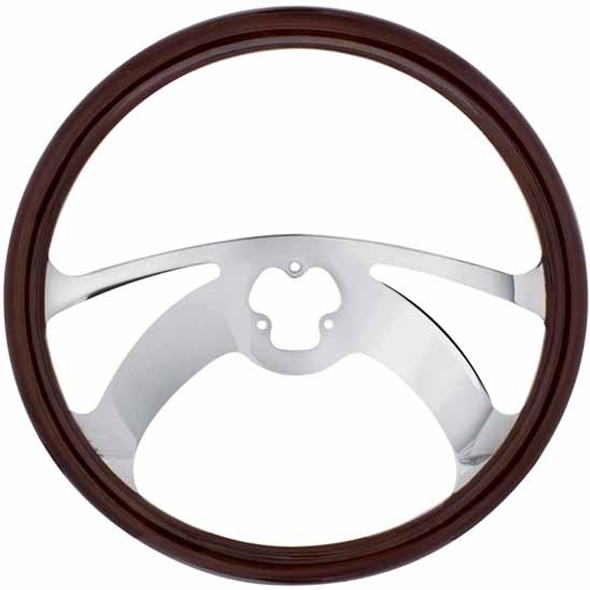 18 Inch Wood Steering Wheel Kit W/ 4 Chrome Spoke With Scorpion Cutouts Fits Freightliner 1989-2006 18 Inch Wood Steering Wheel Kit W/ 4 Chrome Spoke With Scorpion Cutouts Fits Freightliner 1989-2006