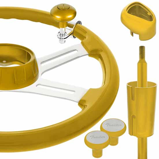 18 Inch Electric Yellow Steering Wheel Kit W/ 9 Inch Shifter Extension & Shifter Accessories