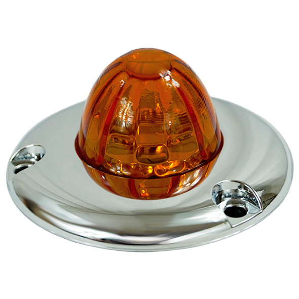 1.5 Inch Small Watermelon Style Dual Function Light W/ Flat Chrome Bezel & Amber LED/ Dark Amber Lens By Legendary