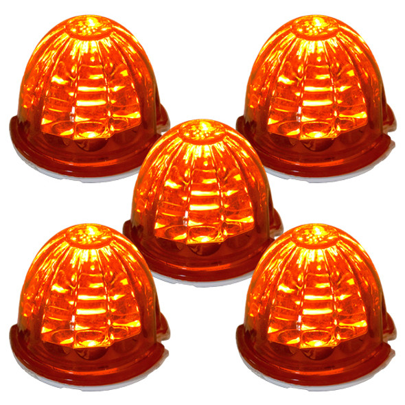 5 Pack Of 3.5 Inch Large Watermelon Style Dual Function Light With Amber LED & Dark Amber Lens By Legendary