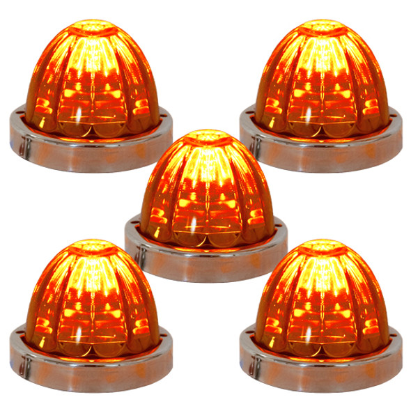 5 Pack Of 3.5 Inch Large Watermelon Style Dual Function Light W/ Stainless Steel Bezel & Amber LED/ Dark Amber Lens By Legendary 5 Pack Of 3.5 Inch Large Watermelon Style Dual Function Light W/ Stainless Steel Bezel & Amber LED/ Dark Amber Lens By Legendary