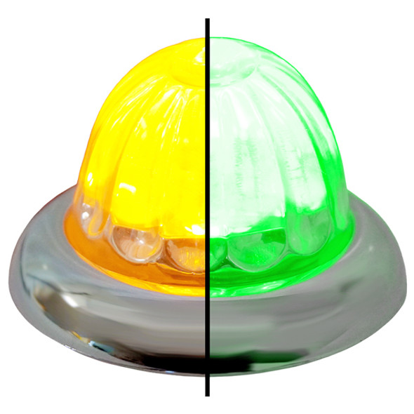 1.5 Inch Small Watermelon Style Dual Function & Tone Light W/ Curved Chrome Bezel & Amber- Green LED/ Clear Lens By Legendary 1.5 Inch Small Watermelon Style Dual Function & Tone Light W/ Curved Chrome Bezel & Amber- Green LED/ Clear Lens By Legendary