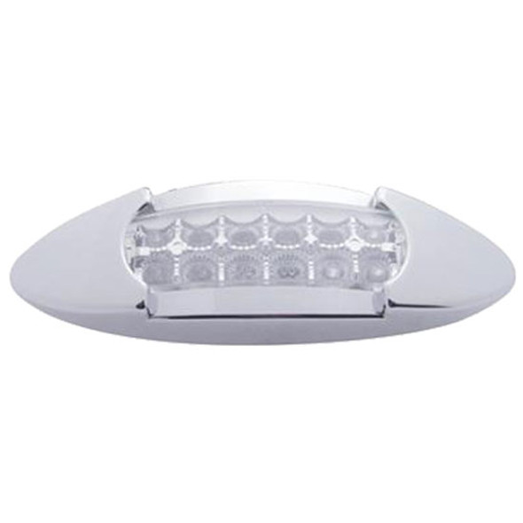 12 LED Clearance/Marker Reflector Light W/ Chrome Maverick Style Bezel - Amber LED/ Clear Lens