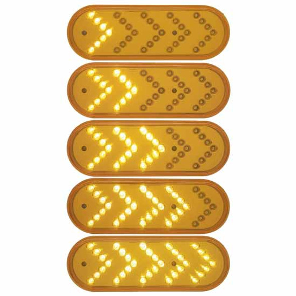 35 LED Reflector Oval Sequential Turn Signal Light - Amber LED / Amber Lens