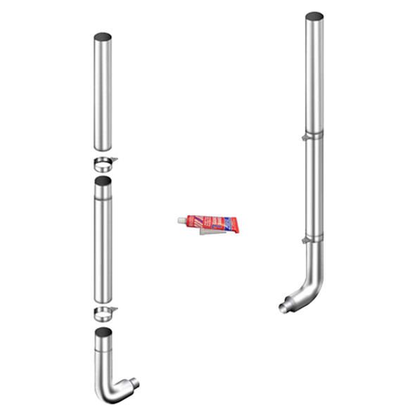 7 X 118 Inch Flat Top Exhaust Kit W/ 7-5 Inch Long Drop Elbows, W/ Out Tee, 55 Inch Center Spool & W/ Out Cab Brackets By Lincoln Chrome Fits Peterbilt 359