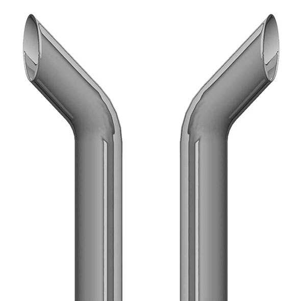 7 X 120 Inch Bull Hauler Exhaust Kit W/ 7-5 Inch Long Drop Elbows, 5 Inch Chrome Tee, 55 Inch Center Spool & 4 Cab Brackets By Lincoln Chrome Fits Peterbilt 359 Day Cab