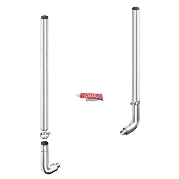 7 X 72 Inch Flat Top Exhaust Kit W/ 7-5 Inch Long Drop Elbows, W/ Out Tee & W/ Out Cab Brackets By Lincoln Chrome Fits Peterbilt 359