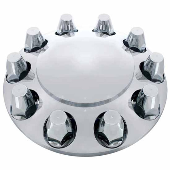 Chrome Economy Dome Front Axle Cover W/ Removable Cap & 3MM Nut Covers