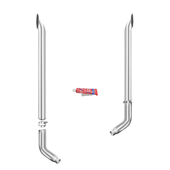 7 X 72 Inch Short 30 Exhaust Kit W/ 7- 5 Inch 68 Degree Elbows, W/ Out Tee & W/ Out Cab Brackets By Lincoln Chrome Fits Peterbilt 359