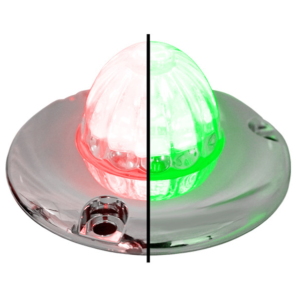 1.5 Inch Small Watermelon Style Dual Function & Tone Light W/ Flat Chrome Bezel & Red- Green LED/ Clear Lens By Legendary